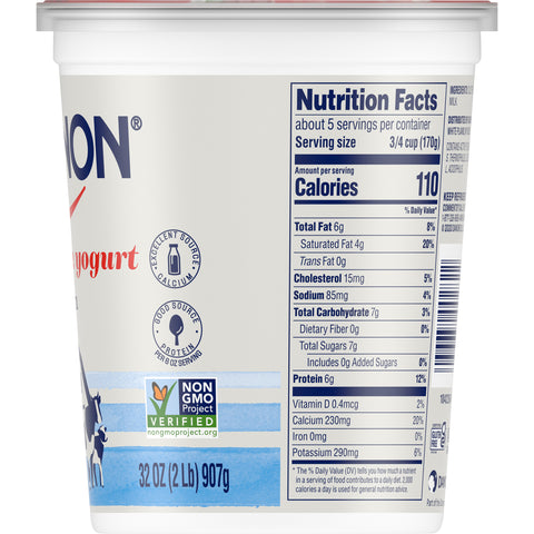 Dannon All Natural Quart Plain Yogurt, 32 Ounce -- 6 per case.