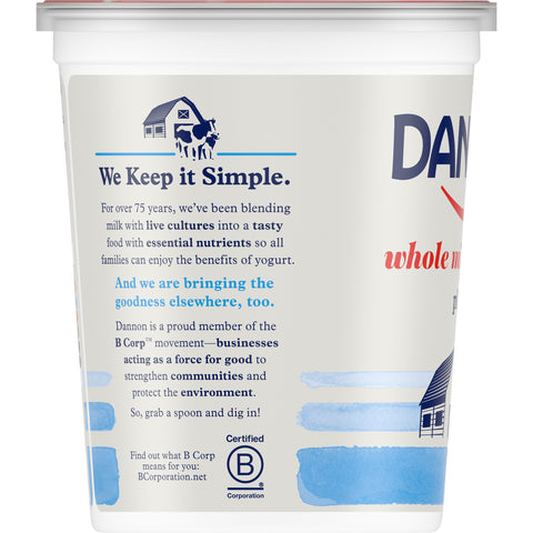 Dannon All Natural Quart Plain Yogurt, 32 Ounce -- 6 per case.