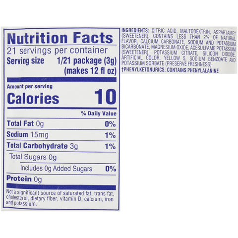 Crystal Light Lemonade Mix 12 Envelopes Per Case - Each Evelope Makes 2 Gallons