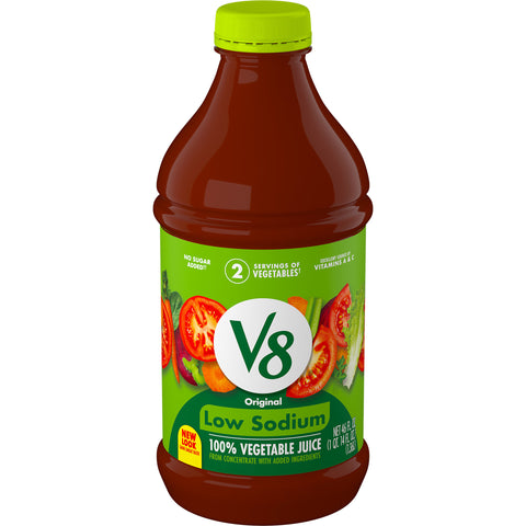 V8 Low Sodium Vegetable Juice, 46 Fluid Ounce -- 6 per case.