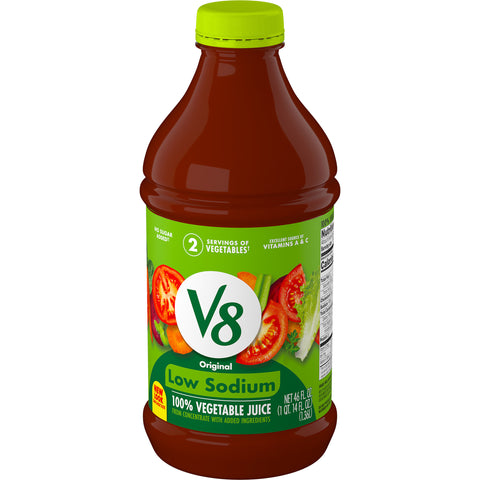 V8 Low Sodium Vegetable Juice, 46 Fluid Ounce -- 6 per case.