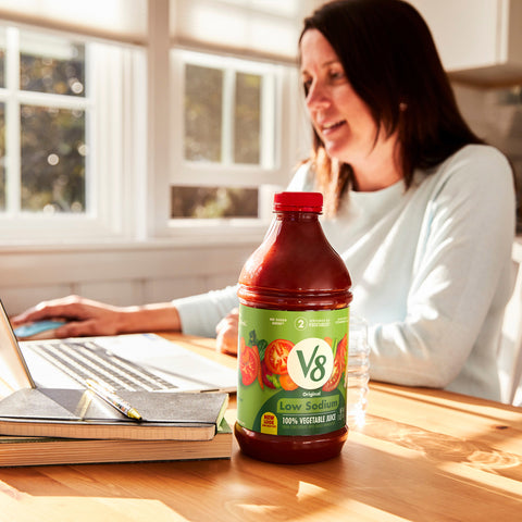 V8 Low Sodium Vegetable Juice, 46 Fluid Ounce -- 6 per case.