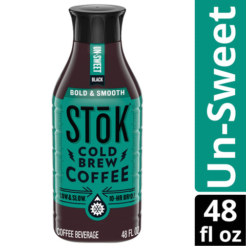 Stok Cold Brew Unsweetened Black Coffee, 48 Ounce -- 6 per case.