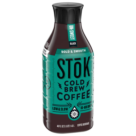 Stok Cold Brew Unsweetened Black Coffee, 48 Ounce -- 6 per case.