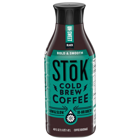 Stok Cold Brew Unsweetened Black Coffee, 48 Ounce -- 6 per case.