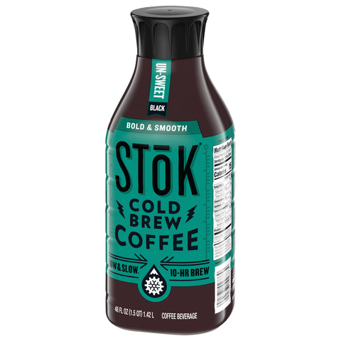 Stok Cold Brew Unsweetened Black Coffee, 48 Ounce -- 6 per case.