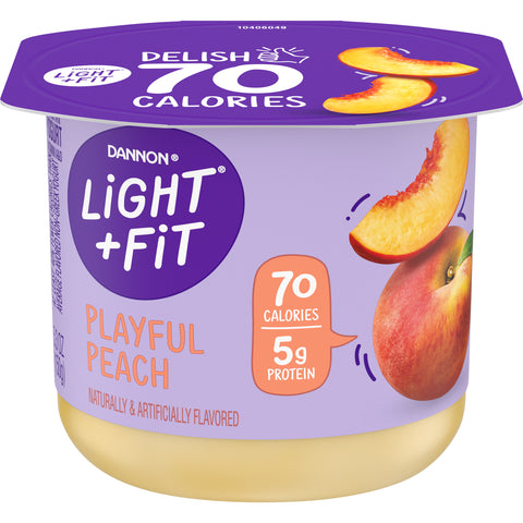 Light and Fit Peach Yogurt, 5.3 Ounce -- 12 per case.
