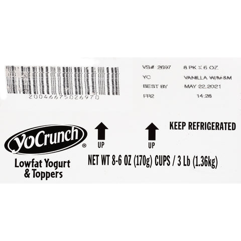 Yocrunch M and M Vanilla Yogurt, 6 Ounce -- 8 per case.