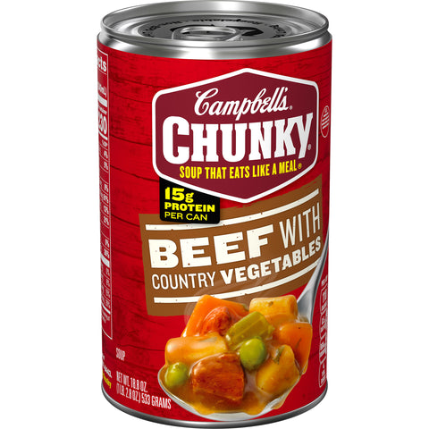 CHUNKY Beef With Country Vegetables Soup - 18.8 oz. can, 12 per case