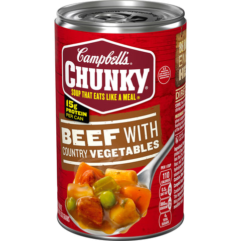 CHUNKY Beef With Country Vegetables Soup - 18.8 oz. can, 12 per case