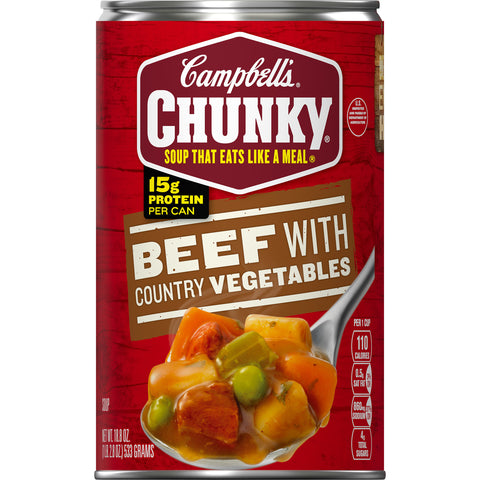 CHUNKY Beef With Country Vegetables Soup - 18.8 oz. can, 12 per case