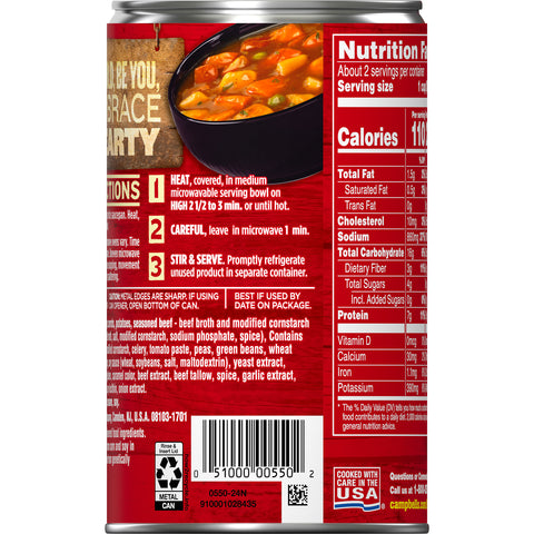 CHUNKY Beef With Country Vegetables Soup - 18.8 oz. can, 12 per case