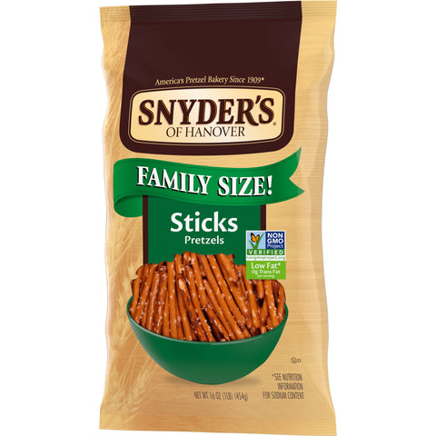 Snyders of Hanover Pretzel Sticks, 16 Ounce -- 12 per case.