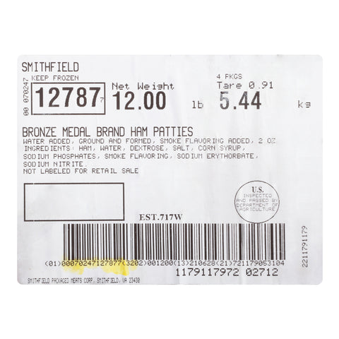 Farmland Flat Ham Patty, 2 Ounce -- 12 pound