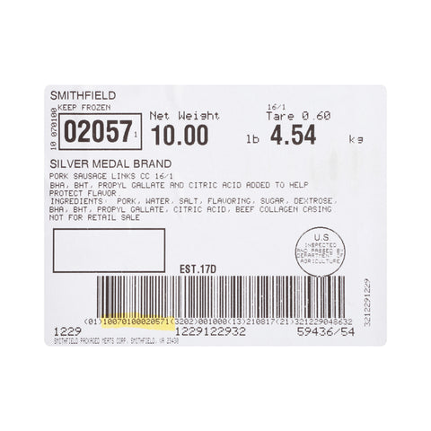 John Morrell (JM) SAUSAGE PORK LINK SKIN-ON 1 OZ
