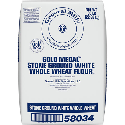 General Mills Untreated Fine Ground Stone Ground White Whole Wheat Flour, 50 Pound.