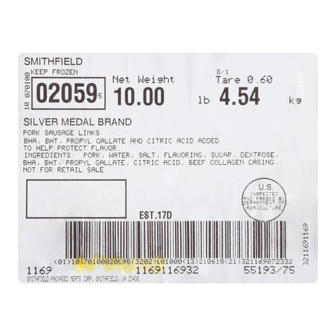 John Morrell Collagen Casing Sausage Link, 10 Pound