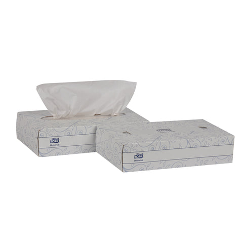 Tork 2 Ply White Universal Facial Tissue, 16 x 3 x 11.5 inch - 100 sheets per box -- 30 boxes per case