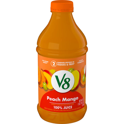 V8 Fusion Peach Mango Beverage, 46 Fluid Ounce -- 6 per case.