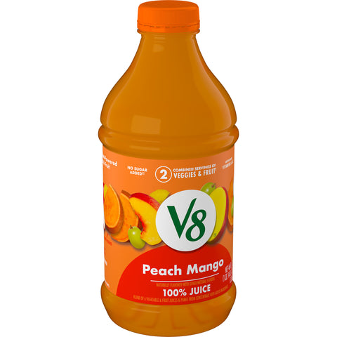 V8 Fusion Peach Mango Beverage, 46 Fluid Ounce -- 6 per case.