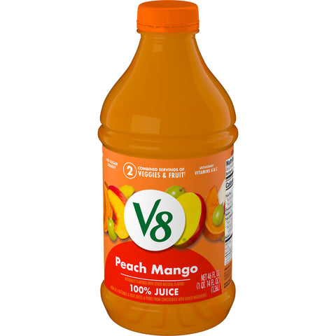 V8 Fusion Peach Mango Beverage, 46 Fluid Ounce -- 6 per case.