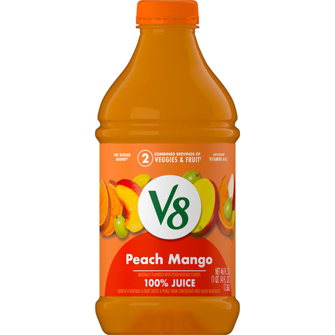 V8 Fusion Peach Mango Beverage, 46 Fluid Ounce -- 6 per case.