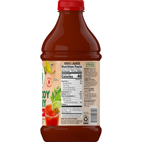 V8 Bloody Mary Mix, 46 Fluid Ounce -- 6 per case.