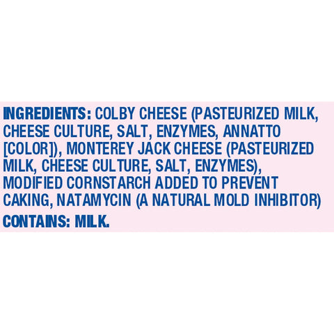 Kraft Zip Pak Shredded Colby and Monterey Jack Cheese, 8 Ounce -- 12 per case.
