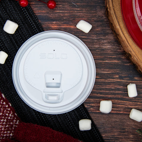 Lid Dome Hot Cup Travelock™ Reclosable White 10-24 Oz