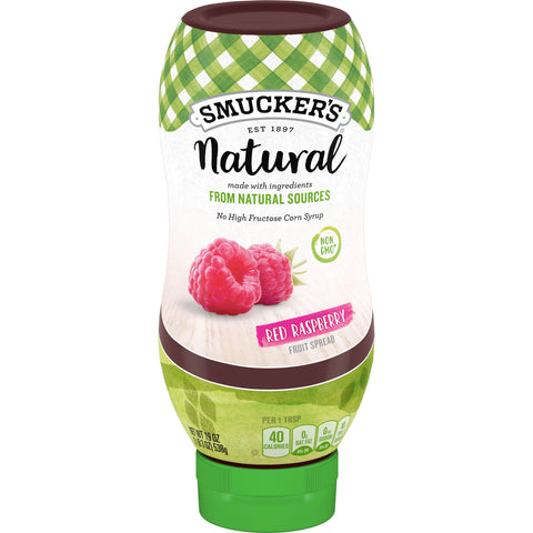 Smuckers Natural Red Raspberry Fruit Spread, 19 Ounce -- 12 per case.