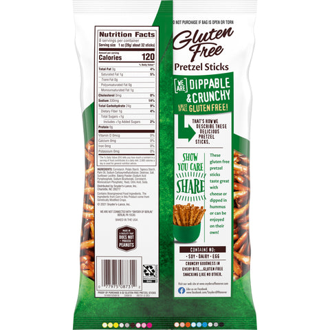 Snyders of Hanover Gluten Free Pretzel Sticks, 8 Ounce -- 12 per case.