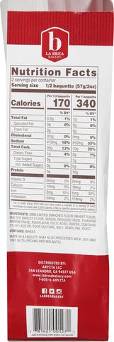 La Brea Bakery French Demi Bread Baguette, 4 Ounce -- 48 per case