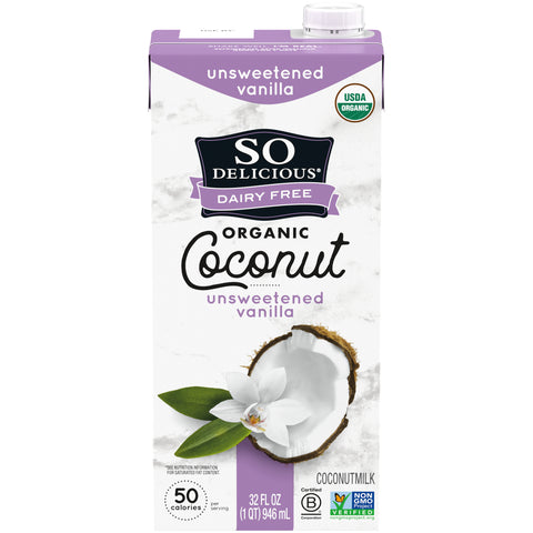 So Delicious Organic Unsweetened Vanilla Coconut Milk, 32 Fluid Ounce -- 12 per case