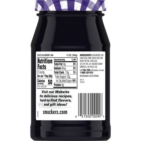 Smucker's® JAM BLACKBERRY SEEDLESS GLASS JAR