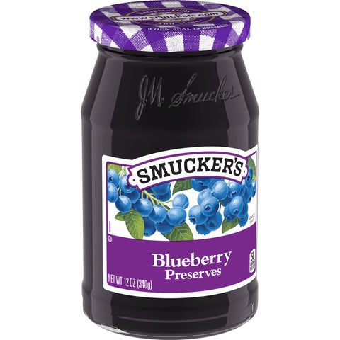 Smuckers Blueberry Preserves, 12 Ounce -- 12 per case.