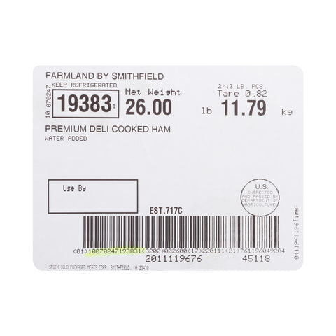 Farmland Water Added Premium Deli Cooked Ham, 4 x 6 inch -- 2 per case.