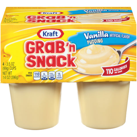 Grab N Snacks Vanilla Pudding 4 Pack, 14 Ounce -- 12 Case