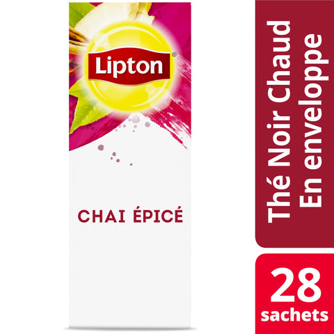 Lipton Spiced Chai Enveloped Hot Tea Bags, 28 count -- 6 per case