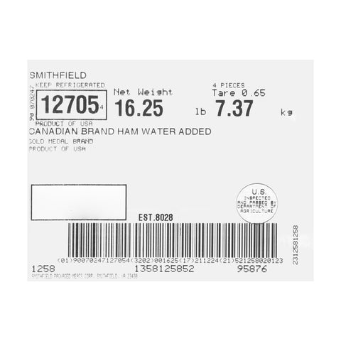Farmland Gold Medal Canadian Brand Round Smoked Ham, 3.78 Pound -- 4 per case.