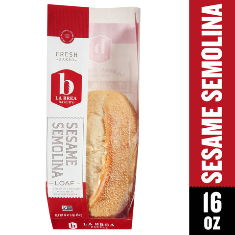 Labrea Bakery Sesame Semolina Bread Loaf, 16 Ounce -- 12 per case.