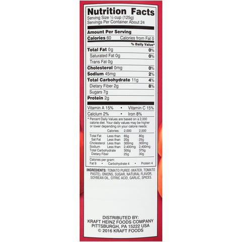 Heinz No Salt Spaghetti Sauce, 104 Ounce -- 6 per case.