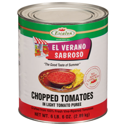 El Verano Chopped Tomatoes, 102 Ounce -- 6 per case.