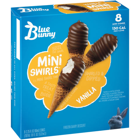 Blue Bunny ICE CREAM CONE VANILLA MINI SWIRLS