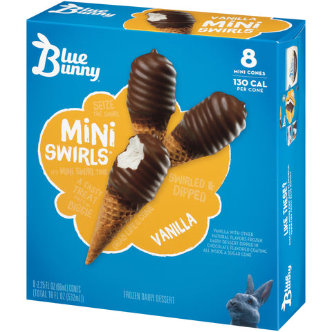 Blue Bunny ICE CREAM CONE VANILLA MINI SWIRLS