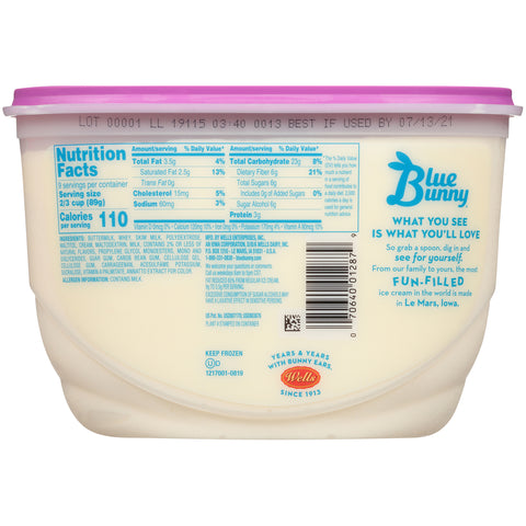 Blue Bunny ICE CREAM VANILLA NSA FF