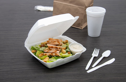 Dart Performer Expanded Polystyrene Foam White Medium Single Compartment Insulated Hinged Lid Container, 8.4 x 7.9 x 3.3 inch -- 200 per case