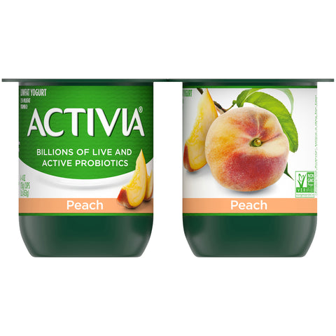 Activia Peach Lowfat Yogurt, 4 Ounce -- 24 per case.