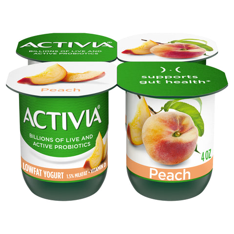 Activia Peach Lowfat Yogurt, 4 Ounce -- 24 per case.