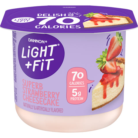 Light and Fit Strawberry Cheesecake Yogurt, 5.3 Ounce -- 12 per case.