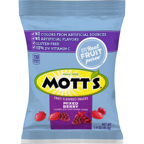 Motts Mixed Berry Fruit Snacks, 1.6 Ounce -- 144 per case.
